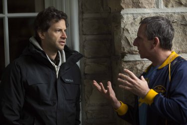 Foxcatcher - foto esclusiva Bennett Miller e Steve Carell sul set del film