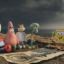 SpongeBob - Fuori dall'acqua: la simpatica spugna animata con i suoi amici in una scena del film