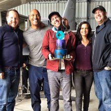 San Andreas: Dwayne Johnson e Carla Gugino con il regista Brad Peyton e la troupe