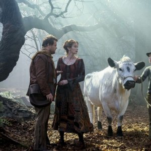 Into the Woods: James Corden, Emily Blunt e Daniel Huttlestone in una scena