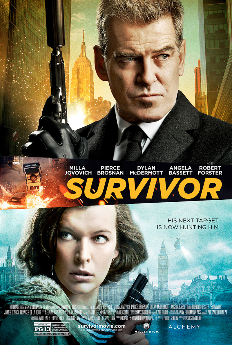 Survivor: il poster con Pierce Brosnan e Milla Jovovich
