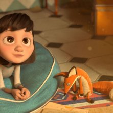 Il Piccolo Principe: la bambina con lo sguardo assorto in una scena del film d'animazione
