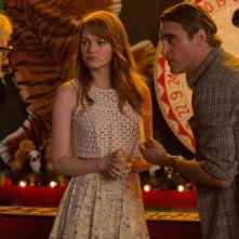 Irrational Man: il regista Woody Allen con Emma Stone e Joaquin Phoenix in un'immagine dal set