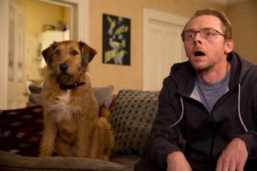 Un'occasione da Dio: Simon Pegg e il suo cane in una curiosa immagine