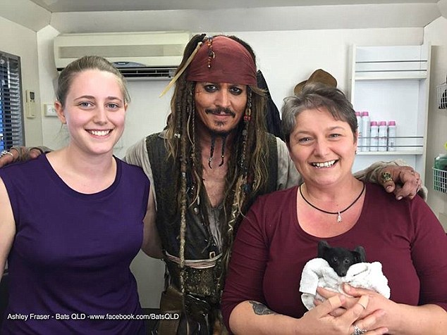 Johnny Depp sul set dei Pirati dei Caraibi 5 con le due responsabili di un 'rifugio per pipistrelli'