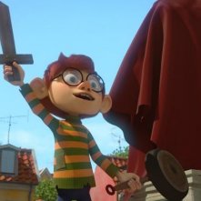 Albert e il diamante magico: Albert innalza al cielo la sua spada in un'immagine del film animato