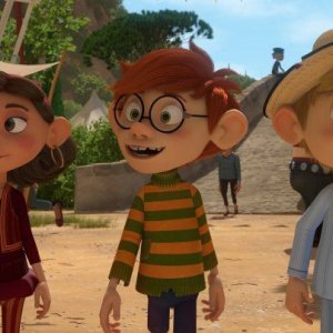 Albert e il diamante magico: Albert insieme ai suoi amici Egon e Jumilla in una scena del film animato