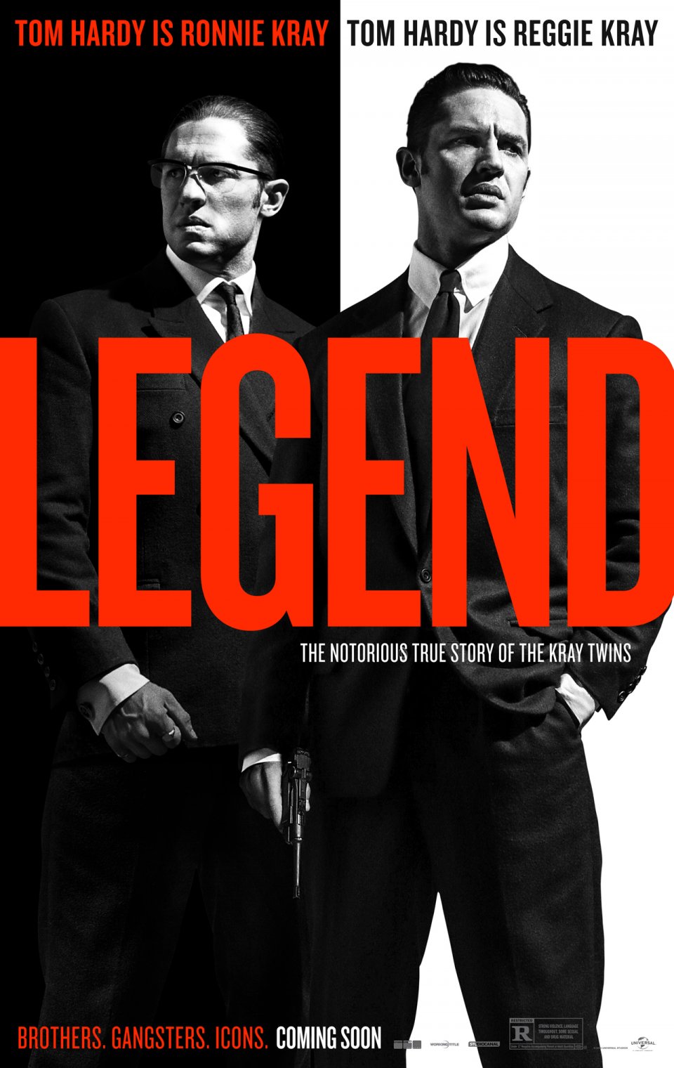 Legend: il poster del film con protagonista Tom Hardy