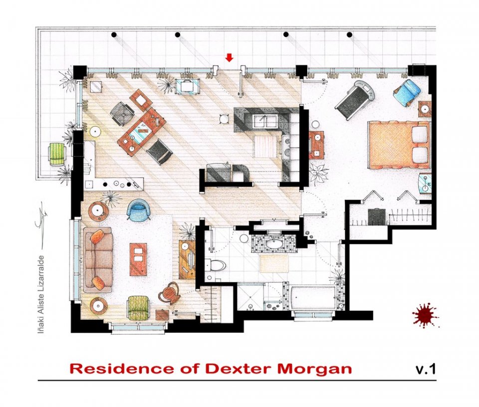 Dexter - Le piantine delle case delle serie TV disegnate da Iñaki Aliste Lizarralde