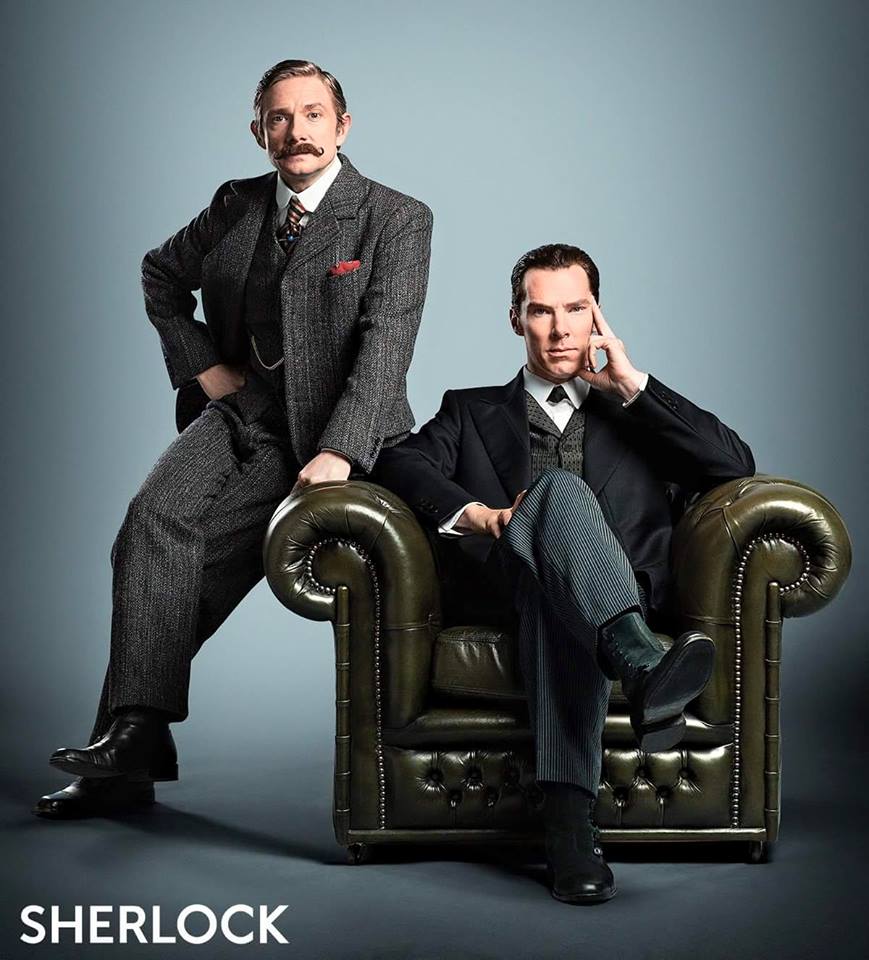 Sherlock: Benedict Cumberbatch e Martin Freeman in posa per lo speciale natalizio