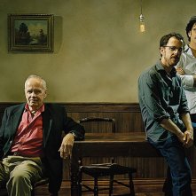Lo scrittore Cormac McCarthy, autore del romanzo 'Non è un paese per vecchi', con Joel e Ethan Coen