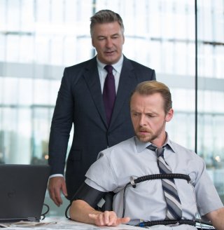 Mission: Impossible - Rogue Nation: Simon Pegg con Alec Baldwin in un momento del film