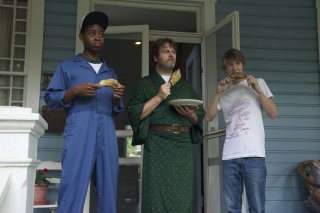 Me and Earl and the Dying Girl: Thomas Mann, Nick Offerman e RJ Cyler in una scena