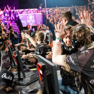 Esl Esports - Counter Strike: Global Offensive Finals Live: alcuni videogiocatori festeggiano per la vittoria di una partita
