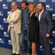 Venezia 2015: il regista Giuseppe M.. Gaudino, Massimiliano Gallo, Valeria Golino e Adriano Giannini al photocall di Per amor vostro