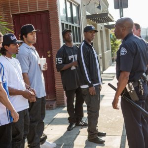 Straight Outta Compton: Neil Brown Jr., O'Shea Jackson Jr. e Corey Hawkins in un'immagine del film diretto da F. Gary Gray