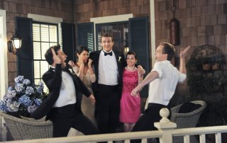 How I Met Your Mother: Jason Segel, Alyson Hannigan, Neil Patrick Harris, Josh Radnor, Cobie Smulders nel finale di serie