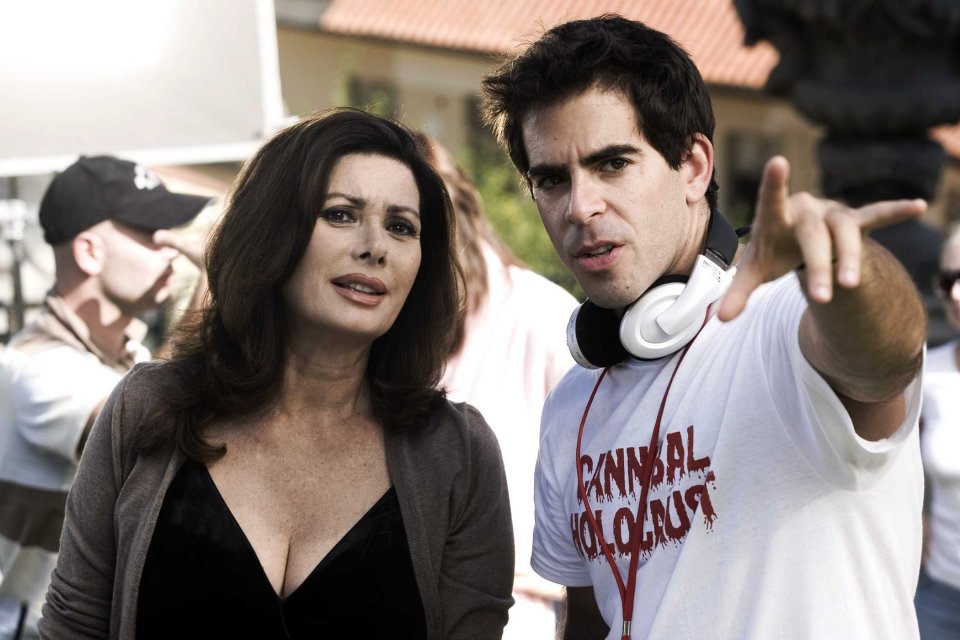 Edwige Fenech ed Eli Roth sul set di Hostel 2