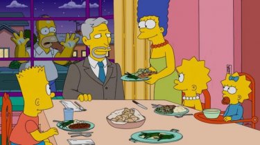 I Simpson: Homer assiste alla cena della sua famiglia in Every Man's Dream