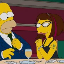 I Simpson: Homer e il personaggio doppiato da Lena Dunham a cena insieme in una foto di Every Man's Dream