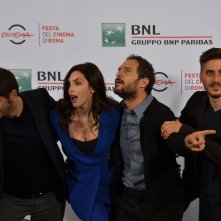Roma 2015: Gabriele Mainetti, Ilenia Pastorelli, Luca Marinelli e Claudio Santamaria al photocall di Lo chiamavano Jeeg Robot