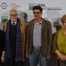 Roma 2015: Ettore Scola, Silvia Scola, Paola Scola e Pierfrancesco Diliberto in uno scatto al photocall di Ridendo e Scherzando