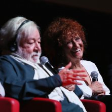 Paolo Villaggio e Anna Mazzamauro in conferenza stampa, Roma 2015