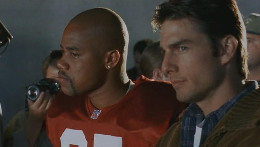 Tom Cruise e Cuba Gooding Jr. in una scena di Jerry Maguire