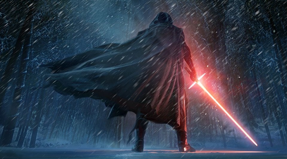 Star Wars: Il risveglio della forza, Kylo Ren di spalle in un'immagine tratta dal film