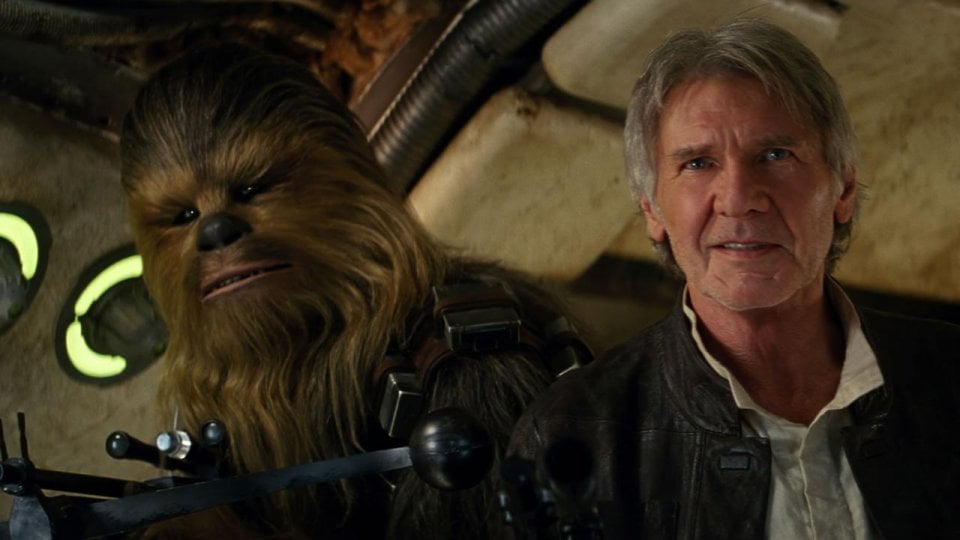 Star Wars: Il risveglio della forza, Harrison Ford e Chewbecca in un'immagine del film