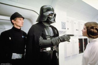 Guerre stellari: una scena con David Prowse e Carrie Fisher