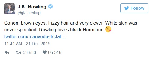 J.K. Rowling difende la nuova interprete di Hermione