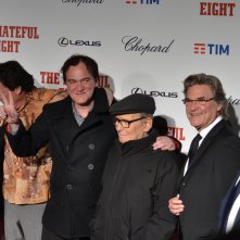 Quentin Tarantino, Kurt Russel, Mchael Madsen e il maestro Ennio Morricone sul red carpet di The Hateful Eight