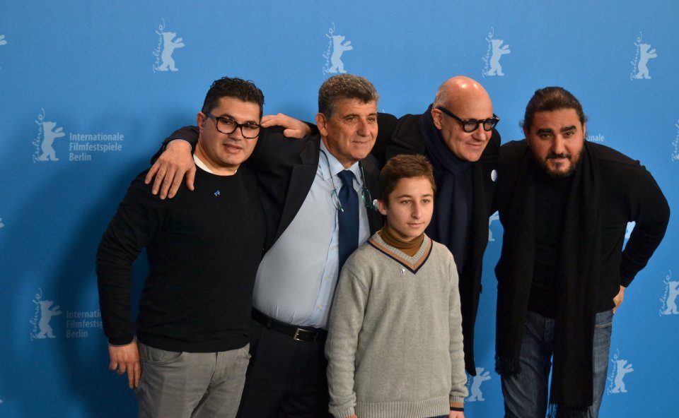 Berlino 2016: Samuele Puccillo, il regista Gianfranco Rosi, Pietro Bartolo durante il photocall di Fuocoammare