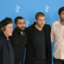 Berlino 2016: Andrew Neel, Nick Jonas, Christine Vachon, David Hinojosa posano al photocall di Goat