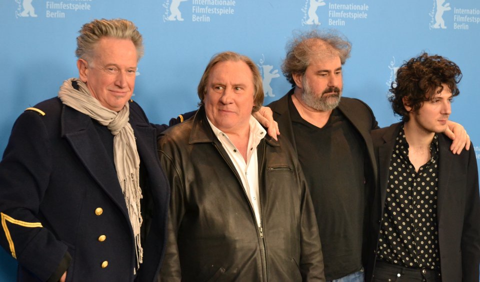 Berlino 2016: Benoît Delépine, Gustave Kervern, Gérard Depardieu, Vincent Lacoste al photocall di Saint Amour