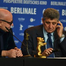 Berlino 2016: Gianfranco Rosi e Pietro Bartolo durante la conferenza dei premiati