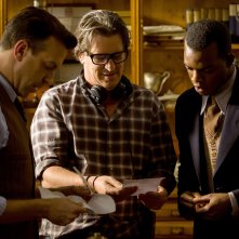 Race - Il colore della vittoria: Stephan James, Jason Sudeikis e il regista Stephen Hopkins sul set del film