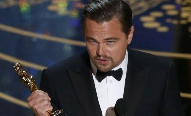 Leonardo DiCaprio con l'Oscar per Revenant, 2016