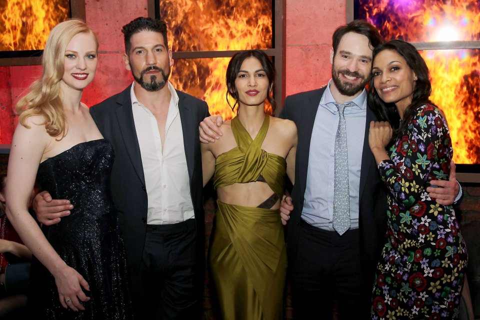 Daredevil: Deborah Ann Woll, Jon Bernthal, Elodie Yung, Charlie Cox e Rosario Dawson alla première della seconda stagione