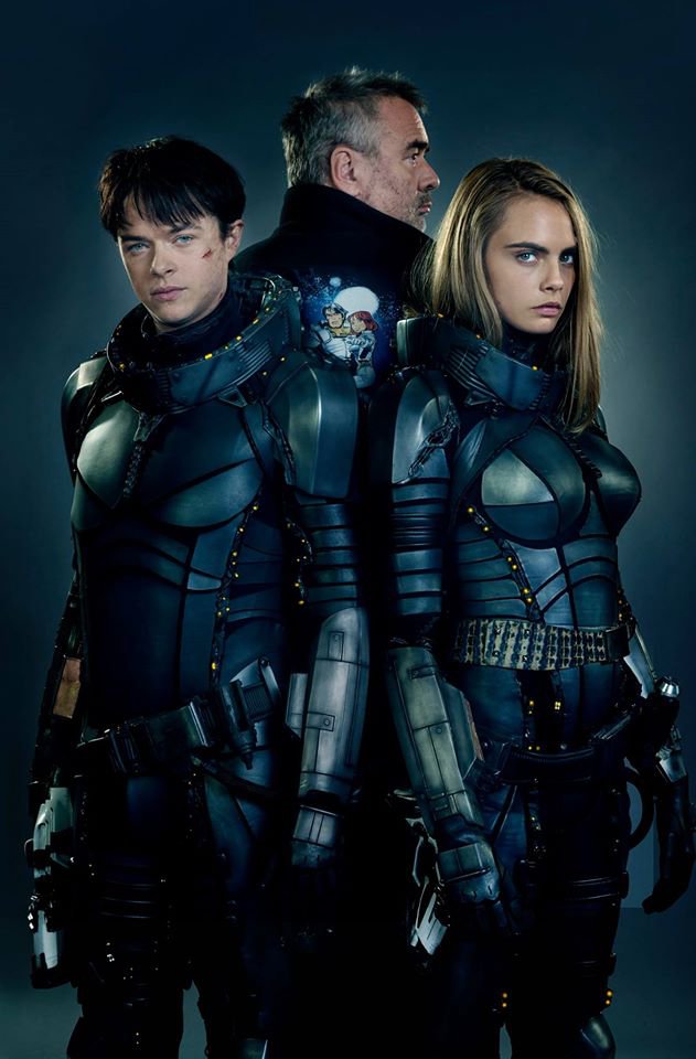 Valerian and the City of a Thousand Planets: Dane DeHaan, Luc Besson e Cara Delevingne in una foto promozionale