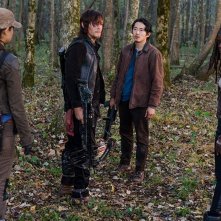 The Walking Dead, Norman Reedus, Steven Yeun, Danai Gurira e  Christian Serratos nell'episodio 6x15 Il cerchio
