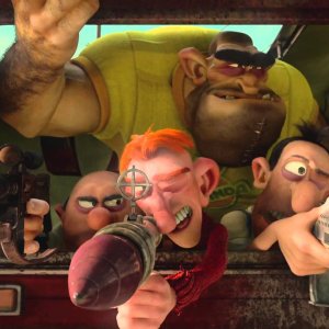 Mortadello e Polpetta contro Jimmy lo Sguercio: un momento del film animato