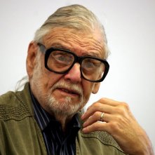 George Romero in un primo piano durante la conferenza del Lucca Film Festival