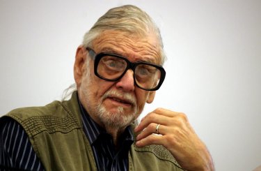 George Romero in un primo piano durante la conferenza del Lucca Film Festival