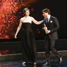 David 2016, Luca Marinelli con Paola Cortellesi