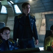 Star Trek Beyond: Anton Yelchin, Chris Pine e John Cho in una foto del film