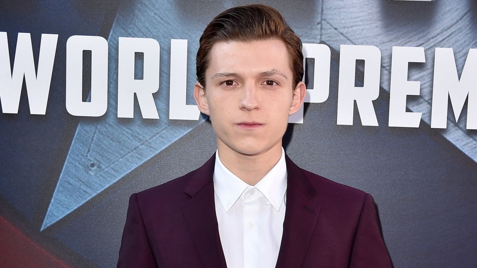 Primo piano di Tom Holland alla première di Civil War