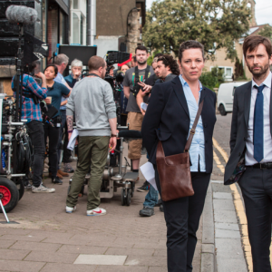 Broadchurch: Olivia Colman e David Tennant sul set