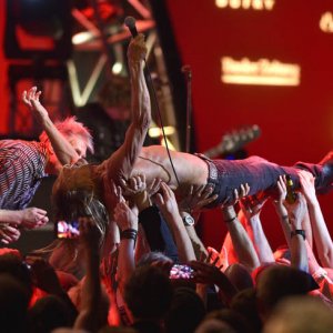 Iggy Pop: Live in concerto Basilea 2015, Iggy Pop sostenuto dai suoi fan durante il concerto